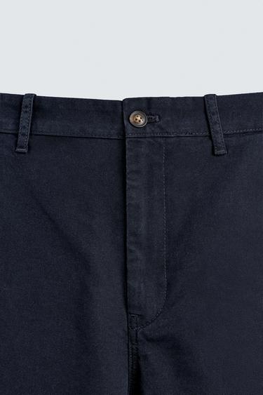 Zara STRAIGHT FIT CHINO PANTS - Navy blue