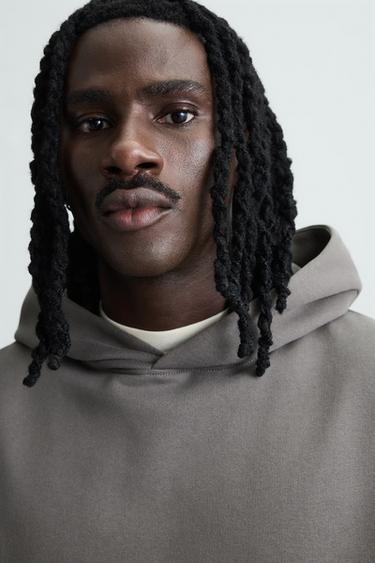 Zara BASIC HOODIE SWEATSHIRT - Anthracite grey