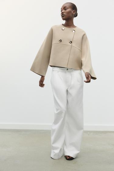 PŘEKŘÍŽENÝ ÚPLETOVÝ KARDIGAN - Písková od Zara