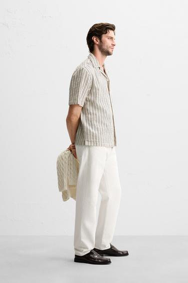 STRIPED TEXTURED SHIRT - Navy / White by Zara - Image 3