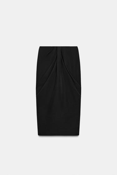JUPE MI-LONGUE À PLIS - Noir de Zara - Image 5
