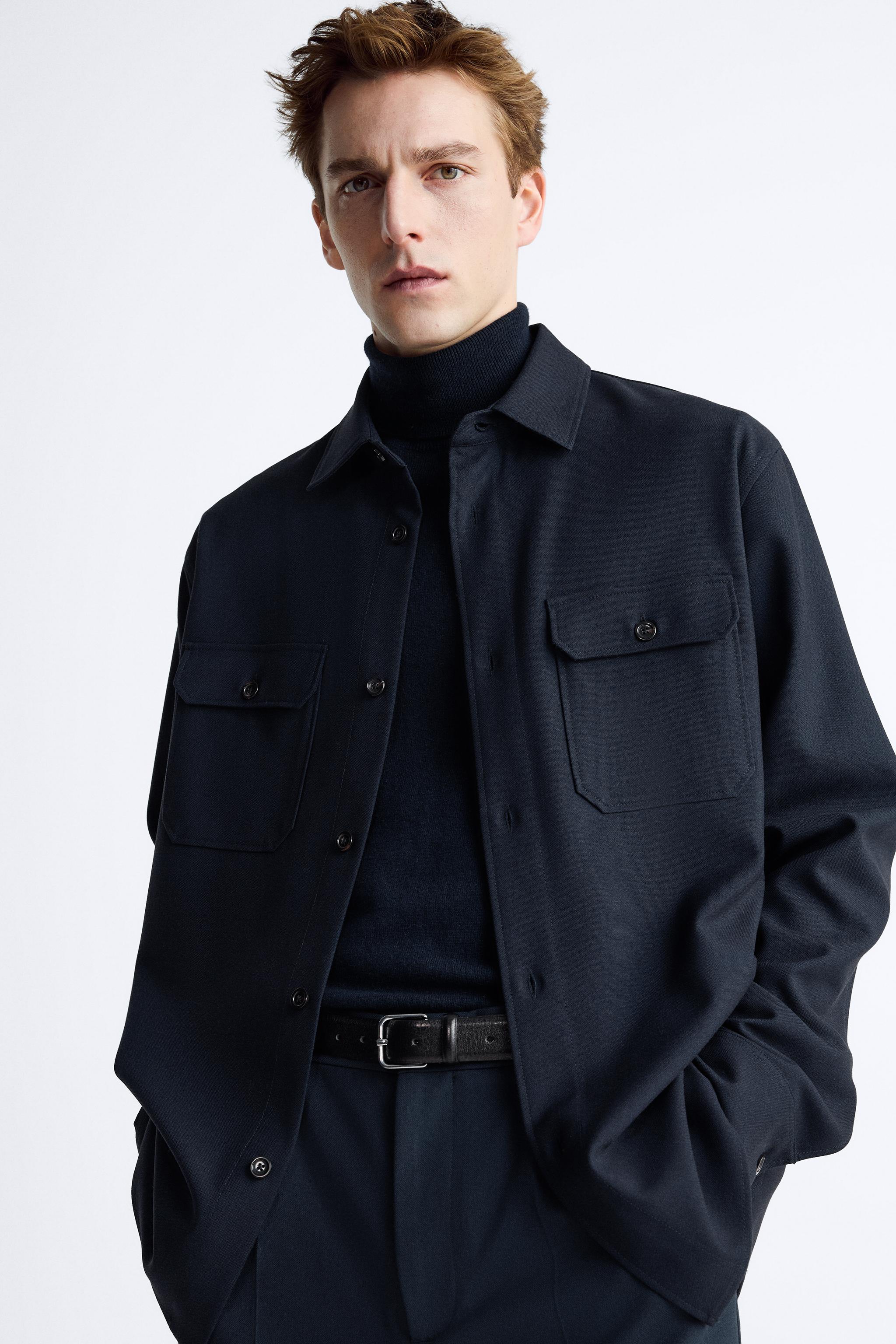 テクスチャーシャツジャケット - ブラック | ZARA Japan / 日本
