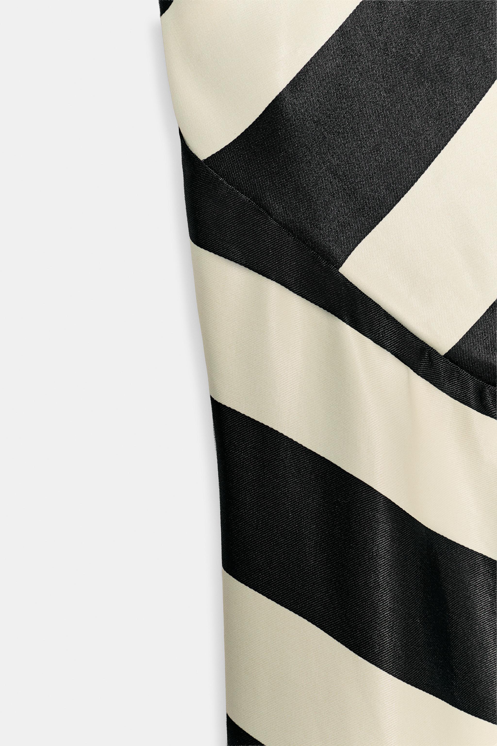 STRIPED MIDI HALTER DRESS