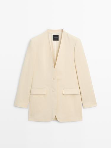 Zara Flowing blazer with V-neckline - 318 - Image 0