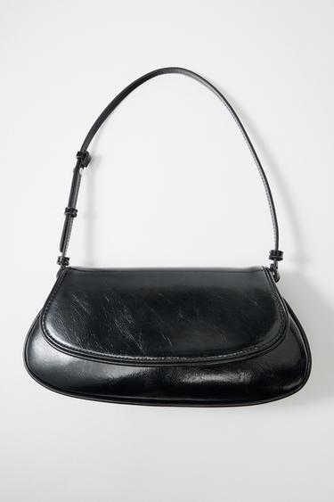 Zara FLAP SHOULDER BAG - Black