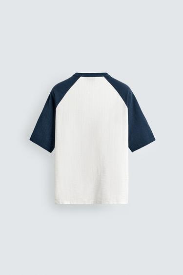 COLOUR BLOCK PRINT KNIT T-SHIRT - Ecru by Zara - Image 7