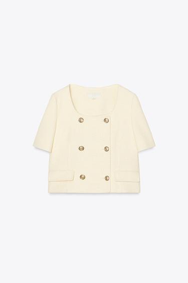 Zara STRUCTURED SHORT SLEEVE BLAZER - Printed