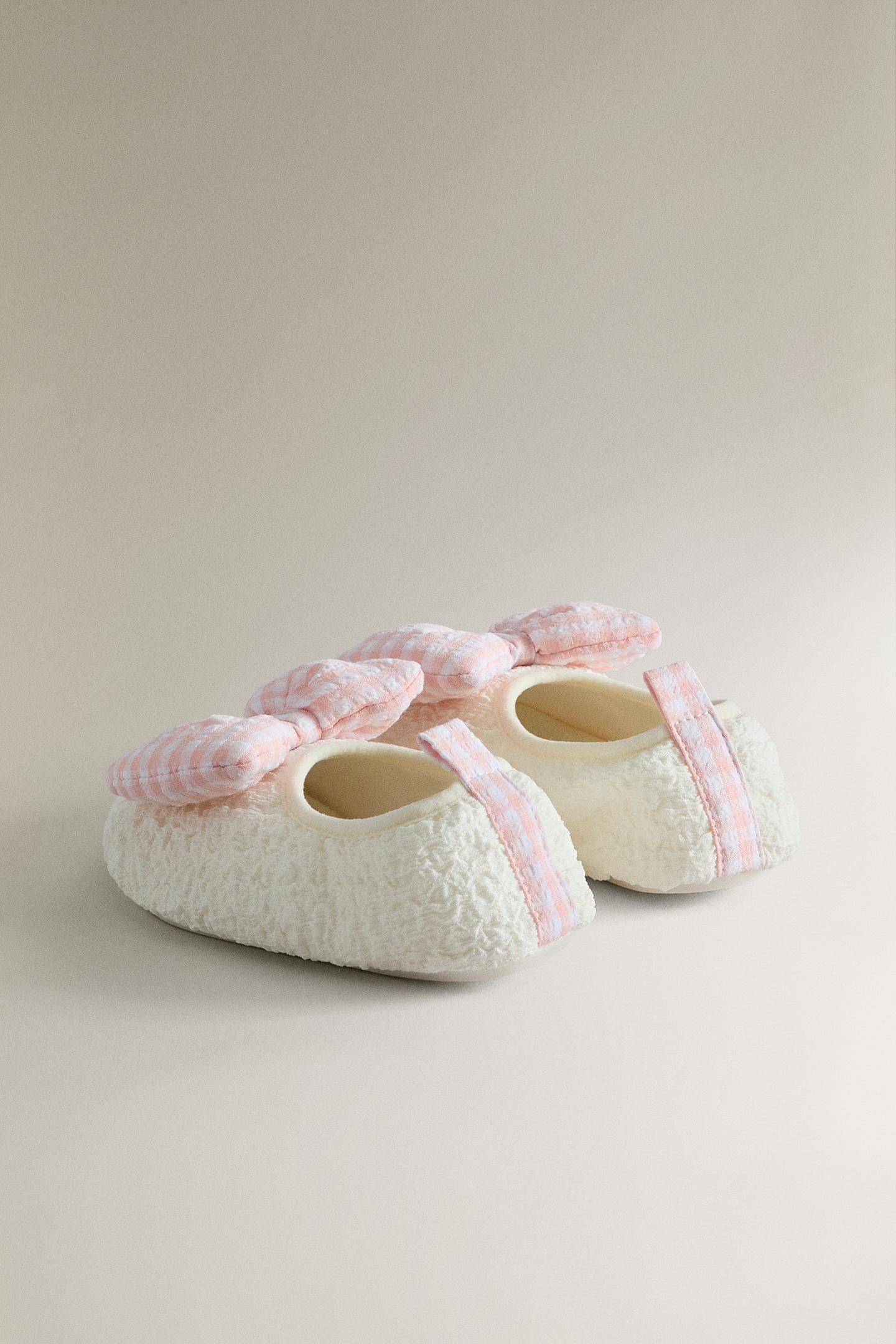 Детские балетки Zara Kids Bow Ballet Flats, цвет: Бежевый — фото 4