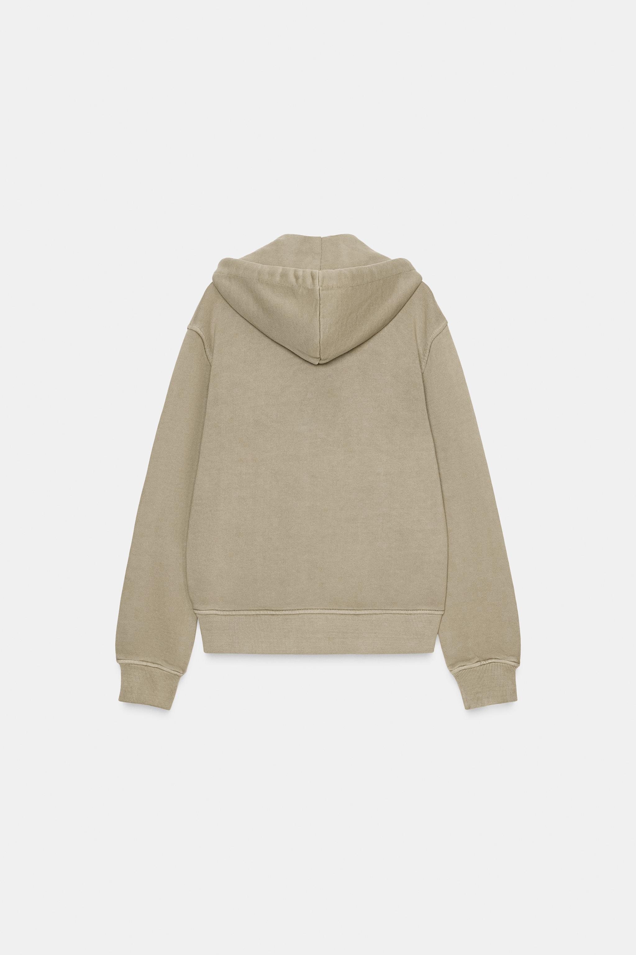 stone  sweat スウェット WASHED EFFECT HOODIE - Stone | ZARA Canada