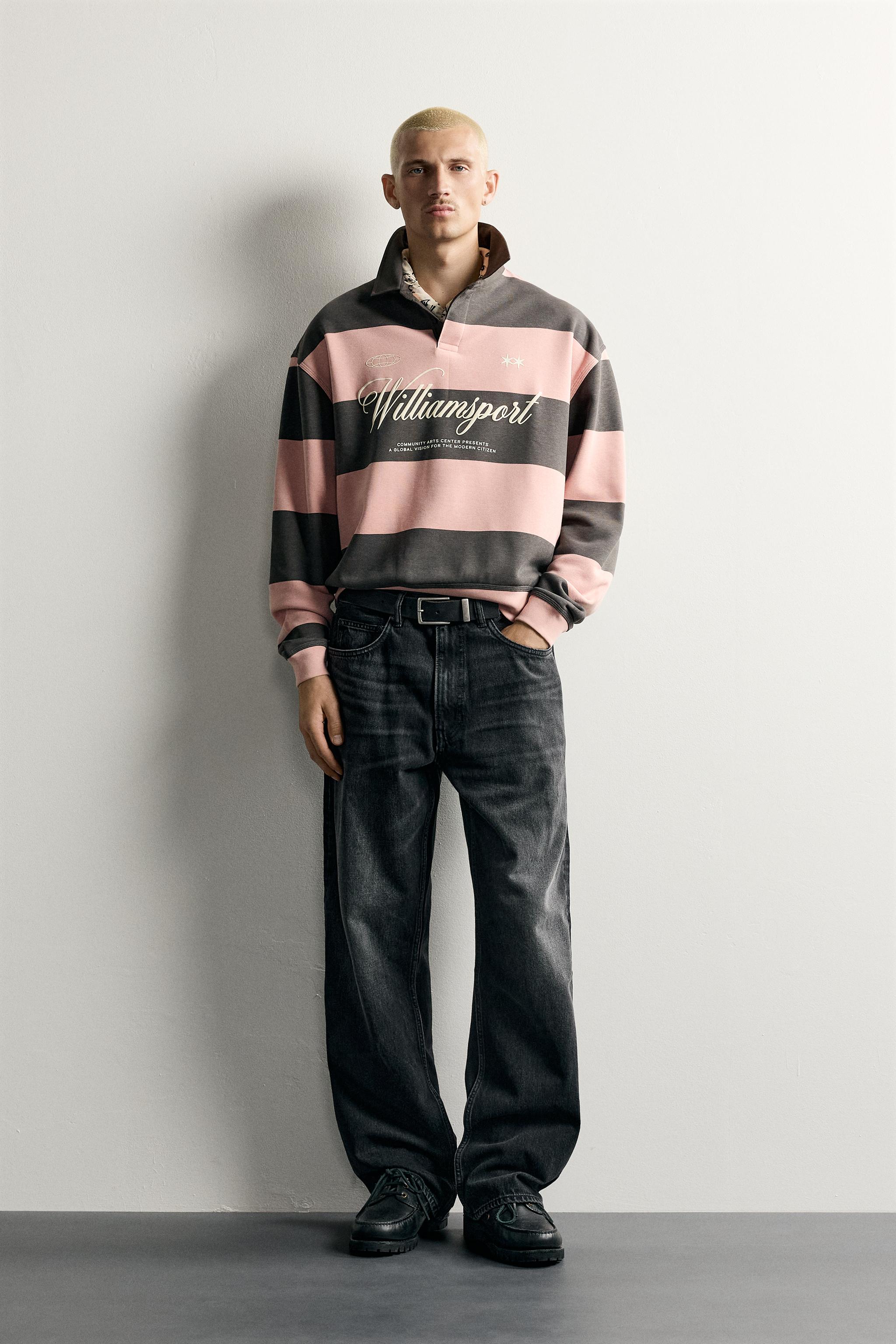 POLO REGULAR FIT COM LISTRAS COMBINADAS - Cinza grená | ZARA Brasil