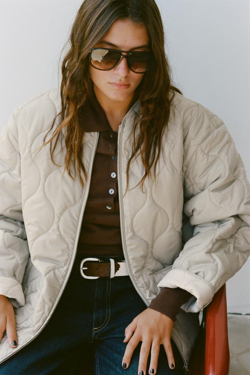 Chaqueta Abrigo Borrego Blanco Zara Cazadora Acolchada Chaqueta