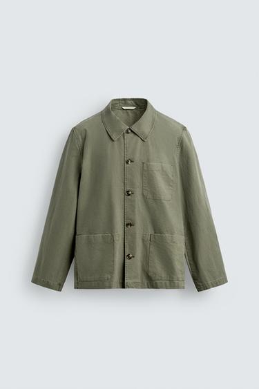 REGULAR FIT OVERSHIRT MET WASSEFFECT - afgewassen groen van Zara