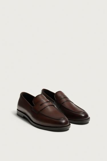 ШКІРЯНІ ЛОФЕРИ З ПЛАНКОЮ - Коричневий Zara