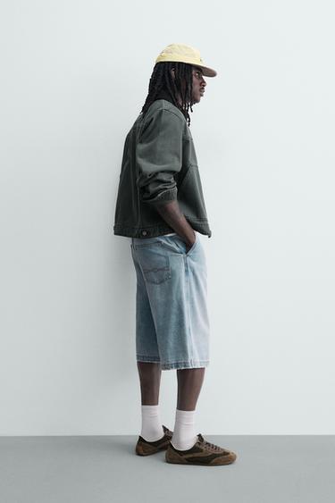 BLOUSON DÉLAVÉ COL BIMATIÈRE - Vert bouteille de Zara - Image 3