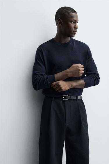 PULL 100 % LAINE - Bleu marine de Zara - Image 5