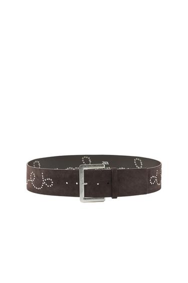CINTO 100% CAMURÇA COM TACHAS - Marrom da Zara