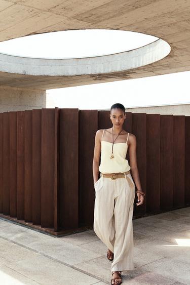 PANTALONS AMPLES DE RATLLES AMB CINTURÓ - ratlles de Zara