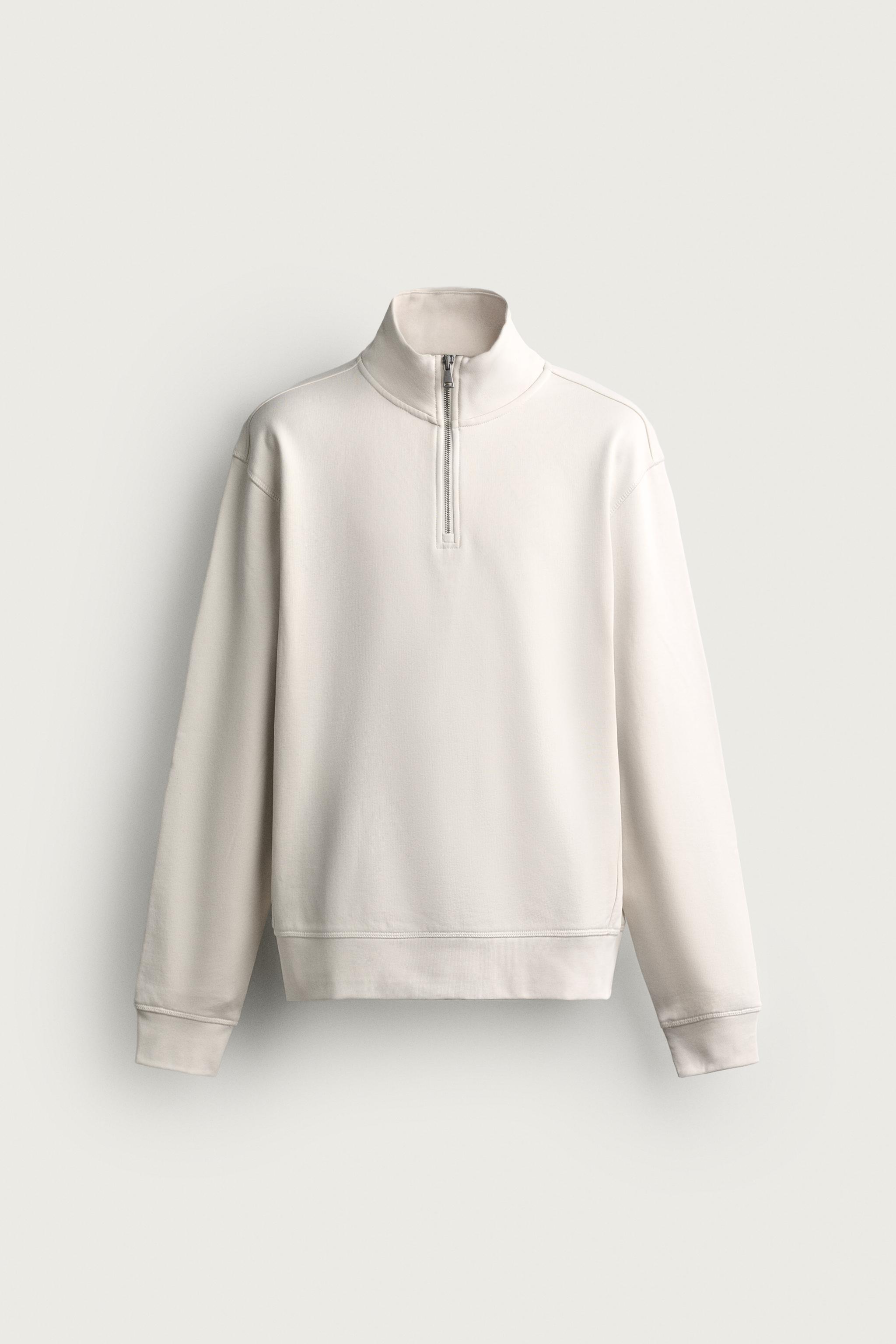 BASIC QUARTER-ZIP SWEATSHIRT - Oyster-white | ZARA United States