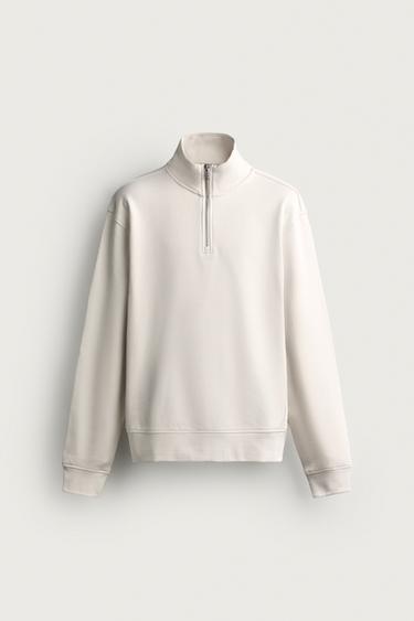 БАЗОВАЯ ТОЛСТОВКА С ВОРОТНИКОМ НА МОЛНИИ — ЖЕЛТОВАТО-БЕЛЫЙ от Zara