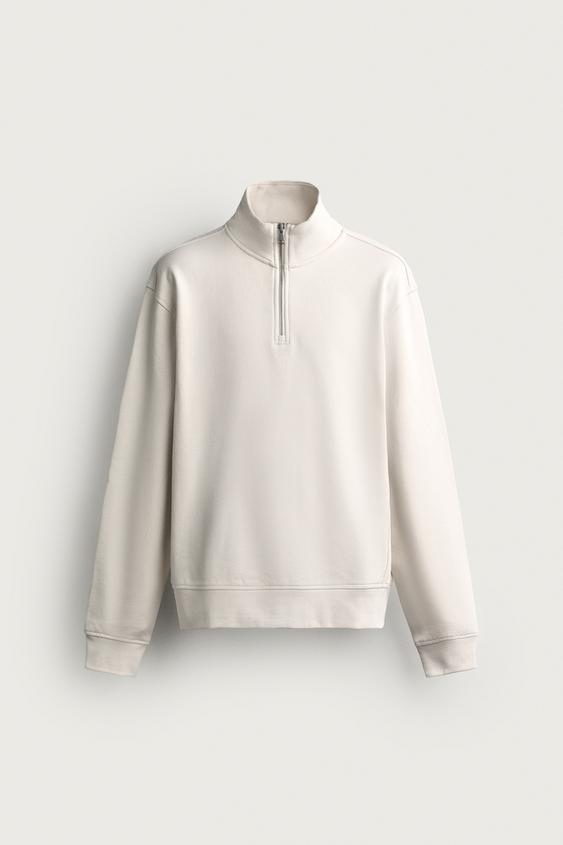 SWEAT BASIQUE À COL ZIPPÉ - Blanc cassé de Zara - Image 5
