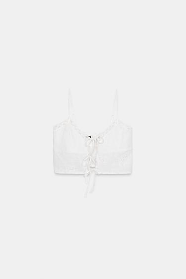 TOP CROP FLORES - Blanco de Zara