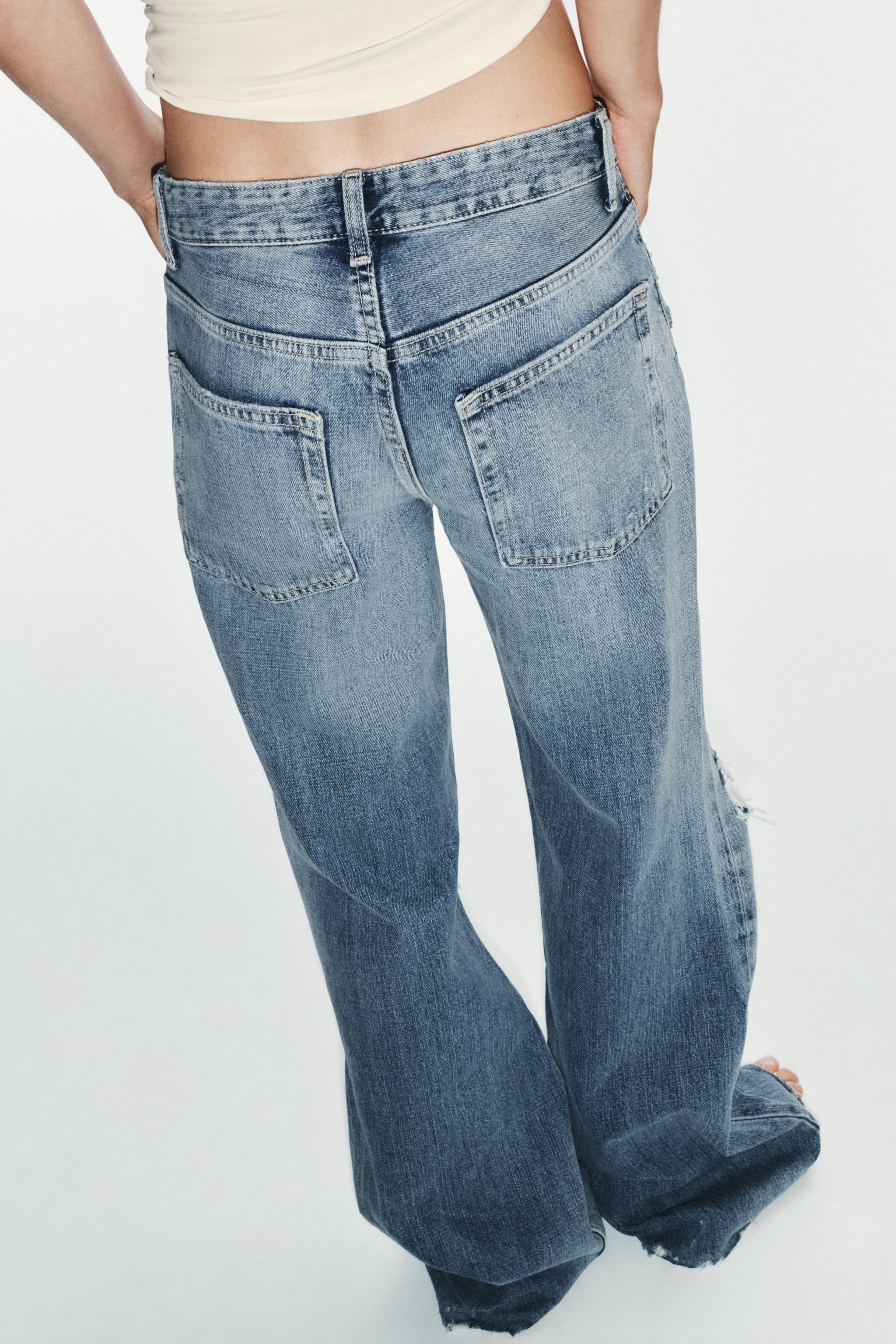 Женские джинсы Zara TRF MID-RISE DISTRESSED FLARE JEANS — фото 6