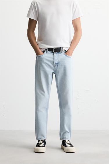 SLIM CROPPED-FIT JEANS - Light blue by Zara - Image 1