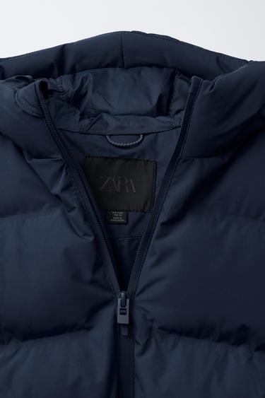 WATER-REPELLENT QUILTED COAT WITH LABEL - Navy blue by Zara - Image 4