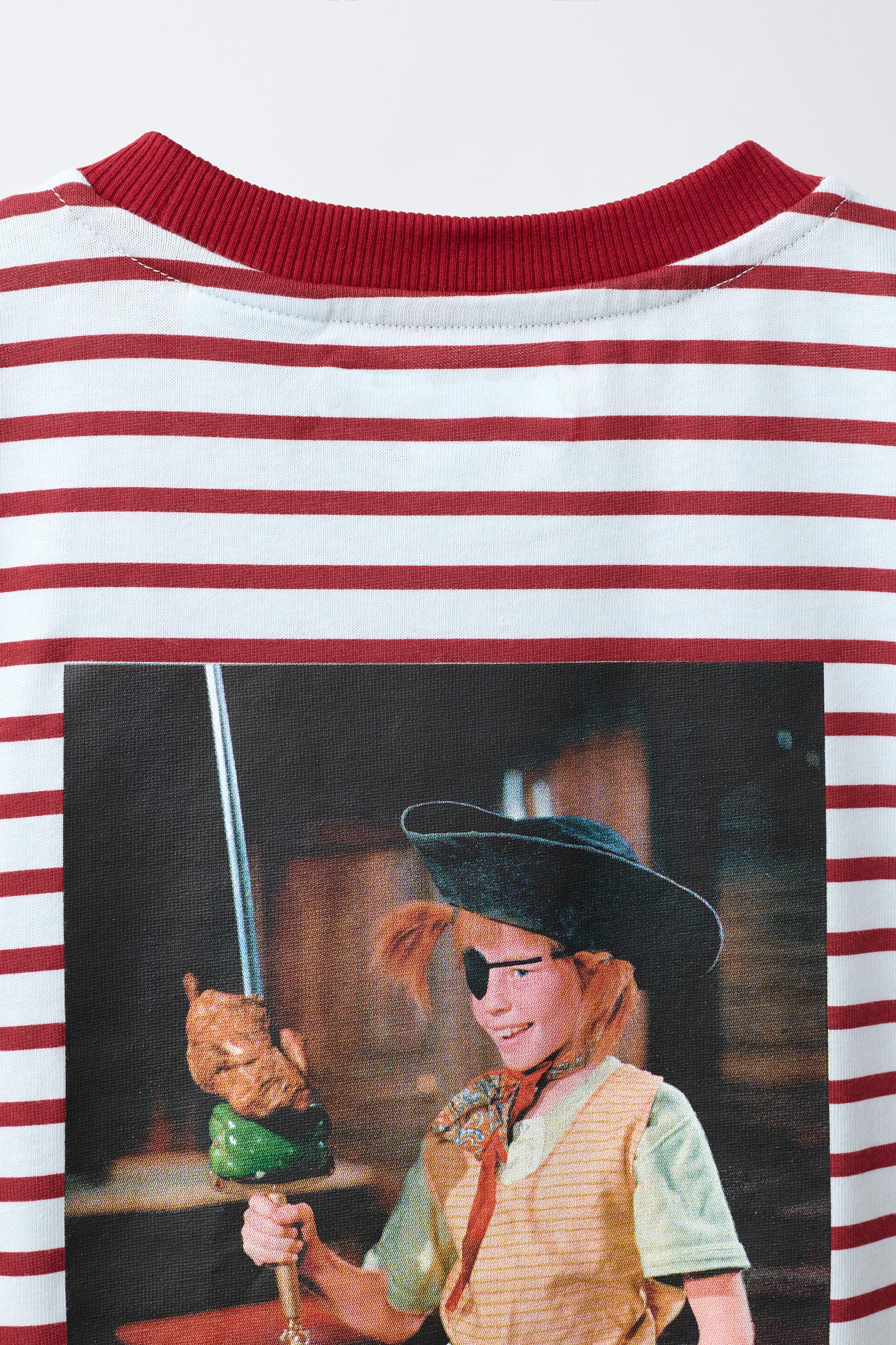 Детские футболки Zara PIPPI LONGSTOCKING STRIPE PRINT T-SHIRT — фото 5