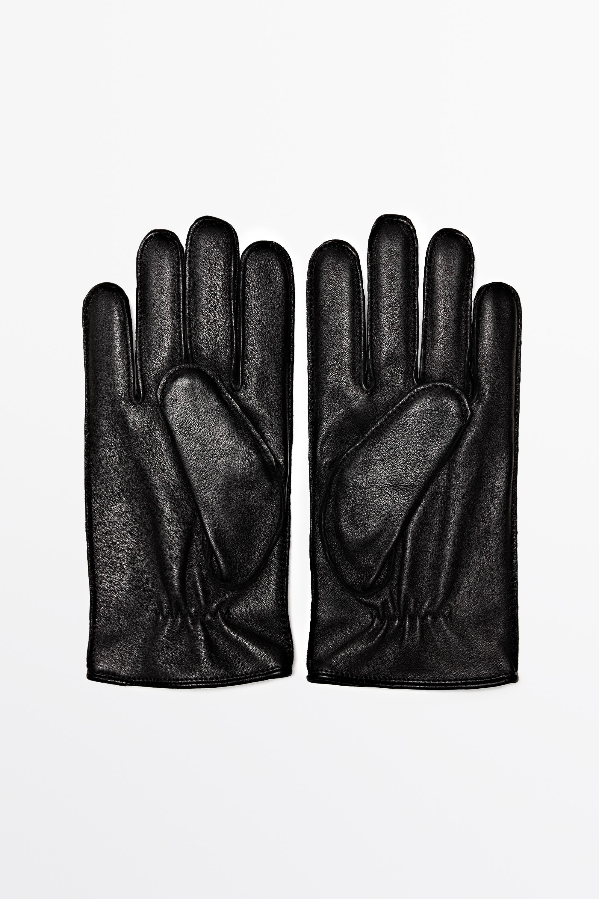 Contrast leather gloves
