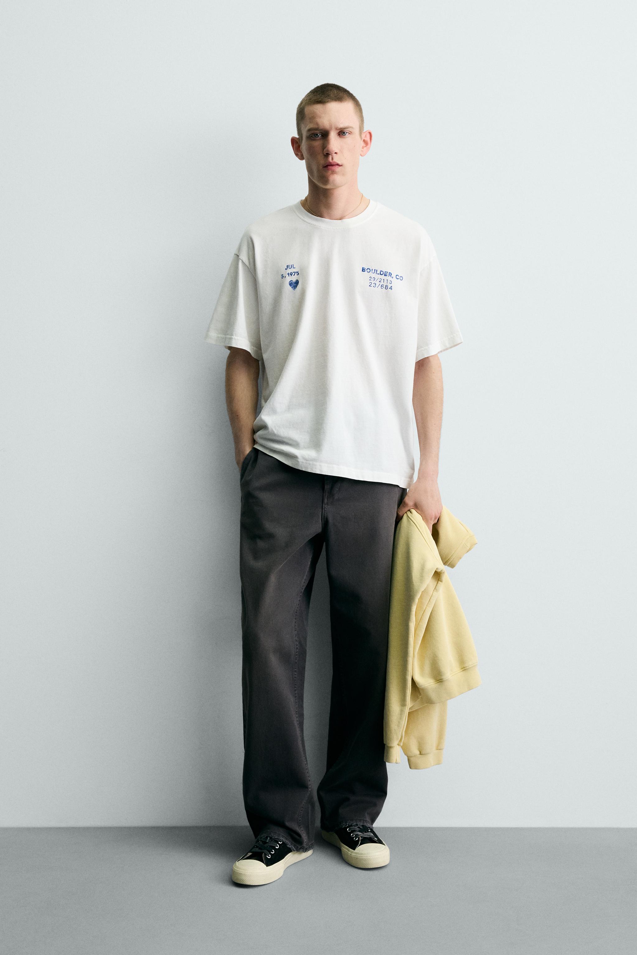 WASHED PRINT T-SHIRT - Oyster-white | ZARA United States