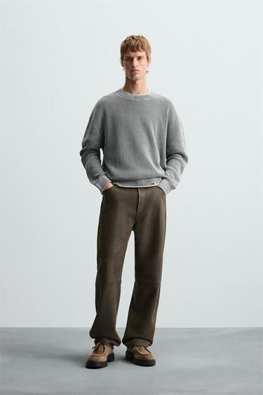 WASHED RIBBED TEXTURE JUMPER - Grey by Zara