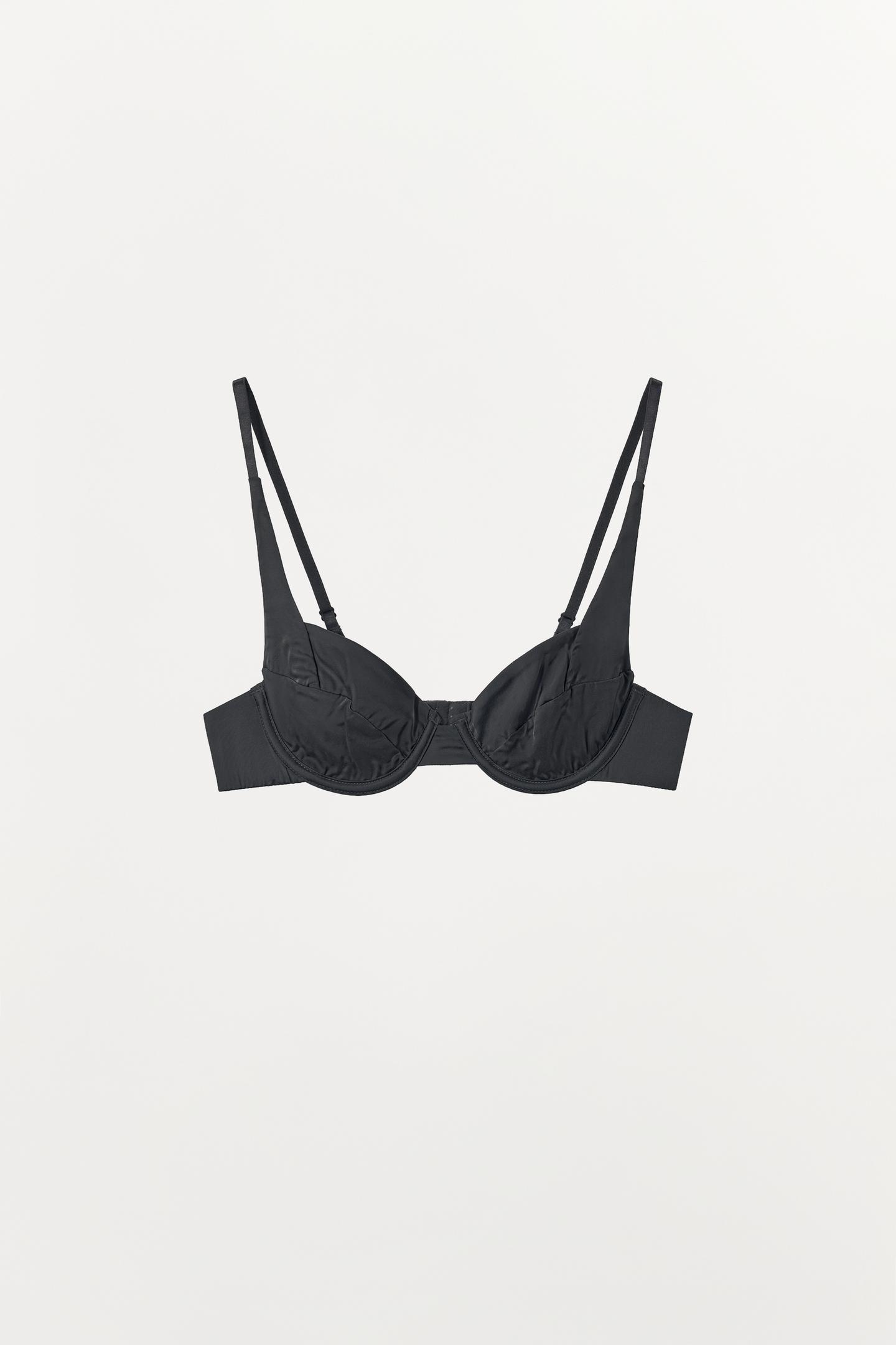 Бра, на косточках, атлас — Zara, цвет: Тёмный серый — фото 4
