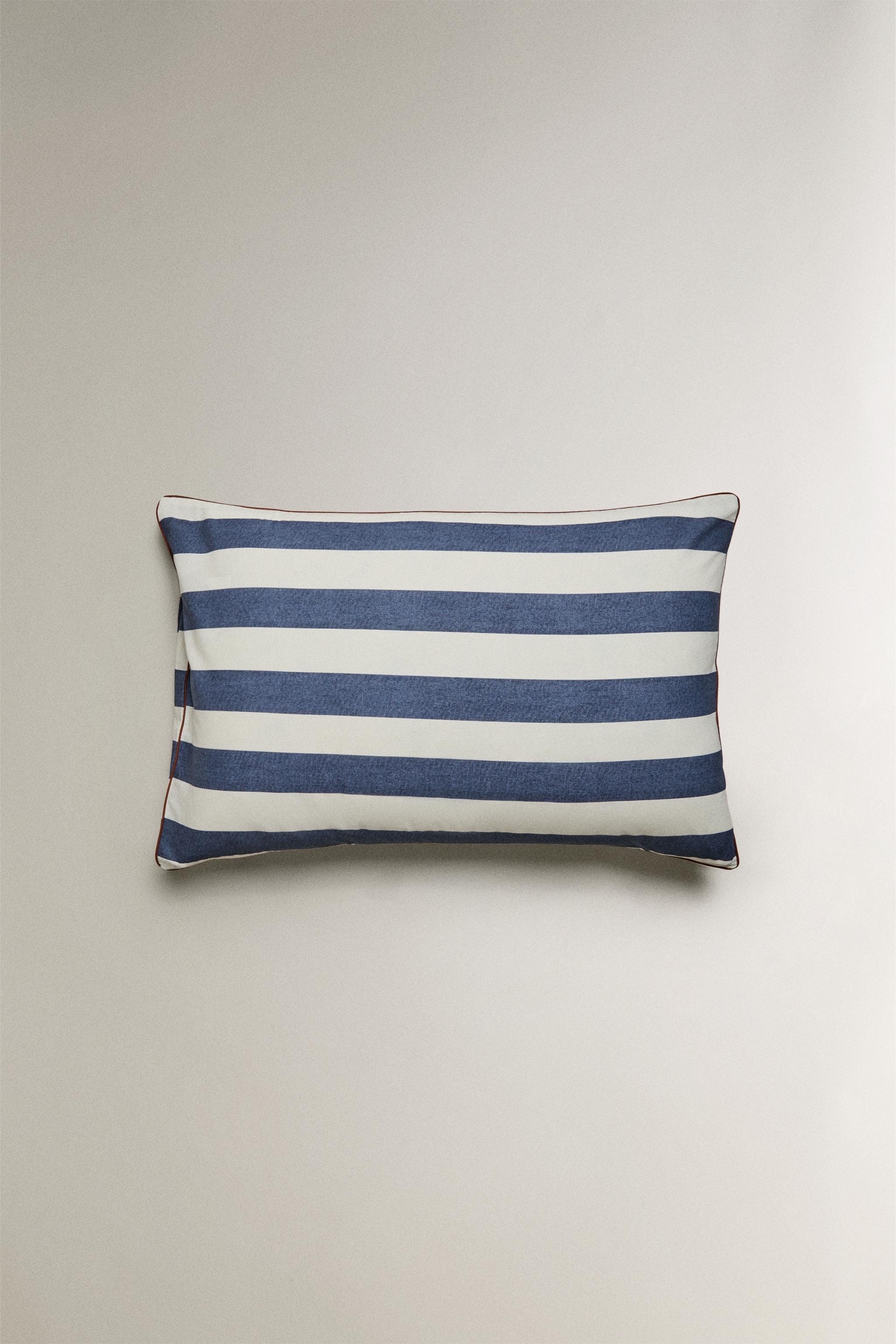 FADED COTTON STRIPED PILLOWCASE