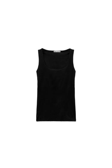 T-SHIRT EN POLYAMIDE À BRETELLES LARGES - Noir de Zara - Image 11
