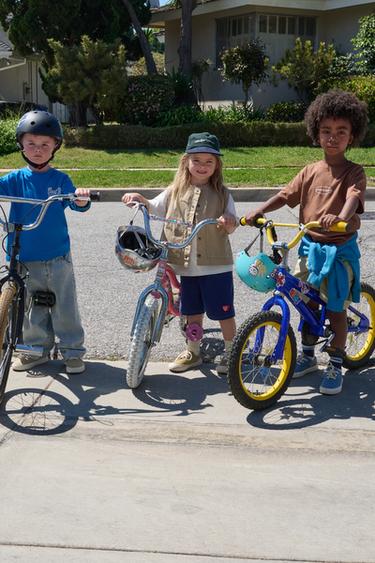 SHORT EN JEAN COLOR BLOCK - Bleu clair de Zara