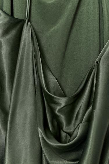ROBE ASYMÉTRIQUE SATINÉE ZW COLLECTION - Kaki de Zara - Image 9