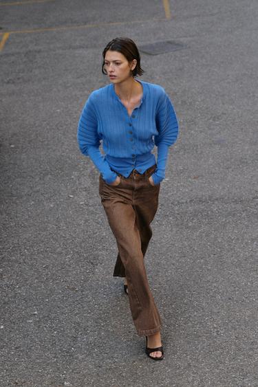 JEANS Z1975 와이드 레그 미드라이즈 - Zara 러스트