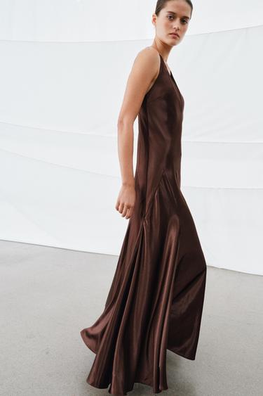 VOLUMINOUS LONG SATIN DRESS - GARNET by Zara - Image 7