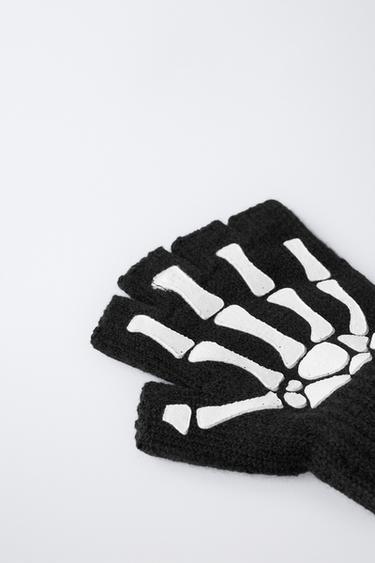 SKELETON FANCY DRESS KNIT MITTENS - Black by Zara - Image 2