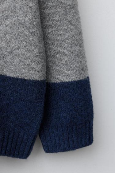 PULL POLO EN MAILLE À RAYURES - Gris / Bleu de Zara - Image 3