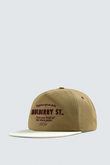 Zara EMBROIDERED FLAT VISOR CAP - taupe brown