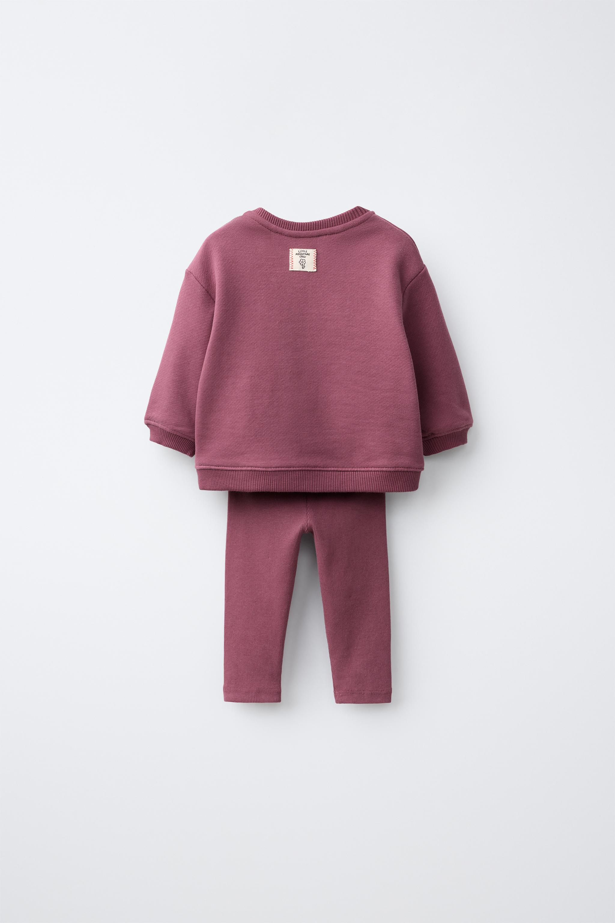 LABEL SWEATSHIRT AND PLAIN LEGGING SET — Dark burgundy