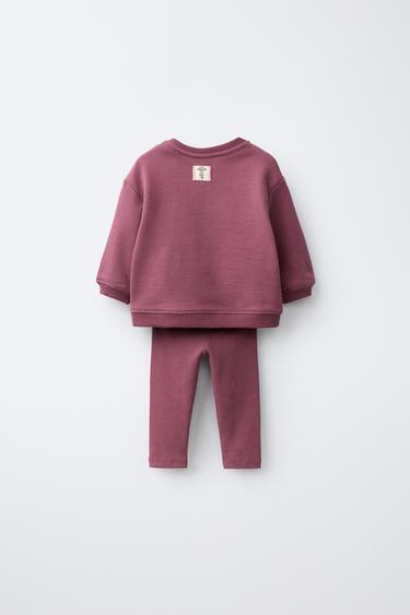 LABEL SWEATSHIRT AND PLAIN LEGGING SET — Dark burgundy 2