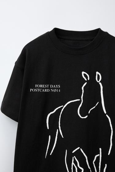 HORSE PRINT T-SHIRT - Black by Zara - Image 2