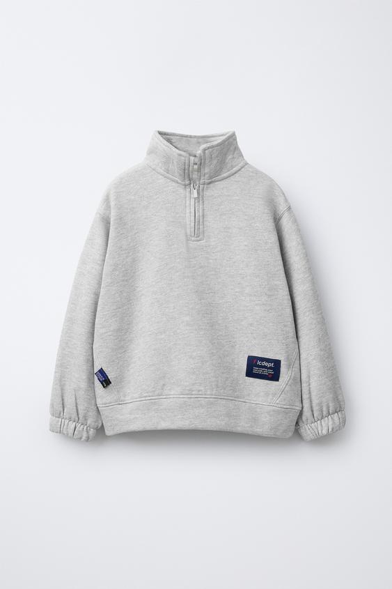 SUDADERA CUELLO SUBIDO ETIQUETA - Gris vigoré de Zara - Imagen 0