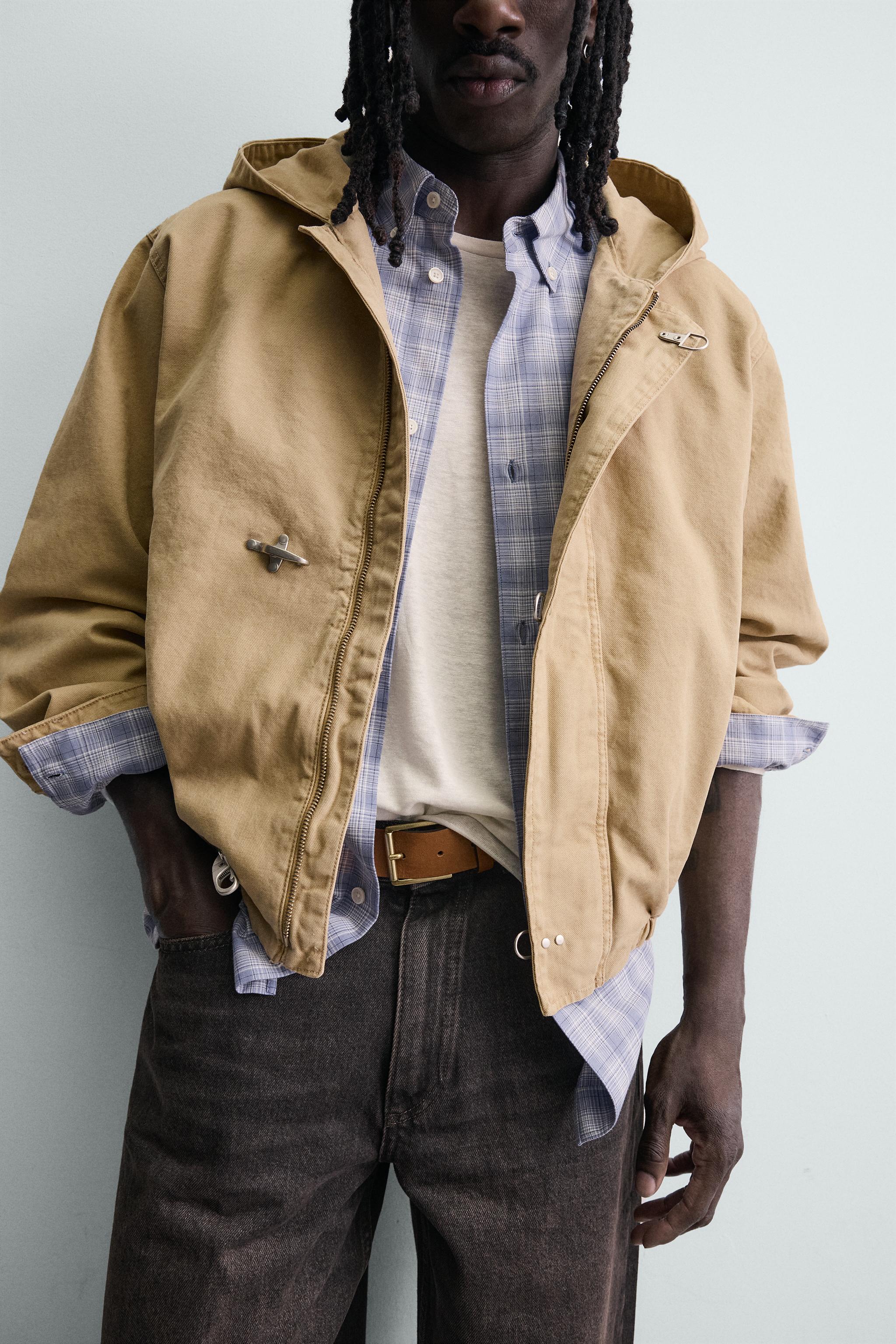 RELAXED FIT HOODED FIREMAN CLASP JACKET - Beige | ZARA Hungary