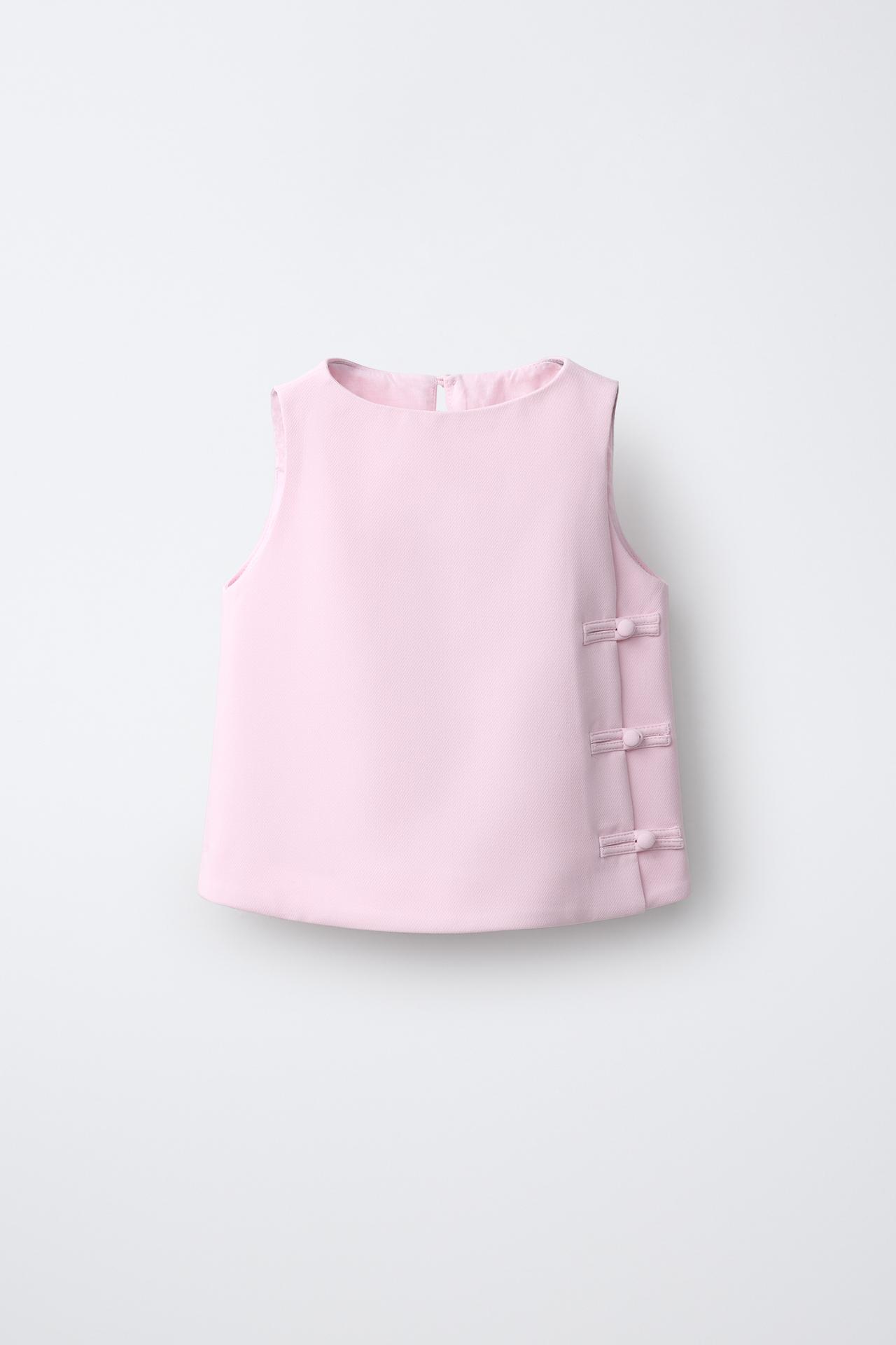 FROG FASTENING TOP — Pastel pink