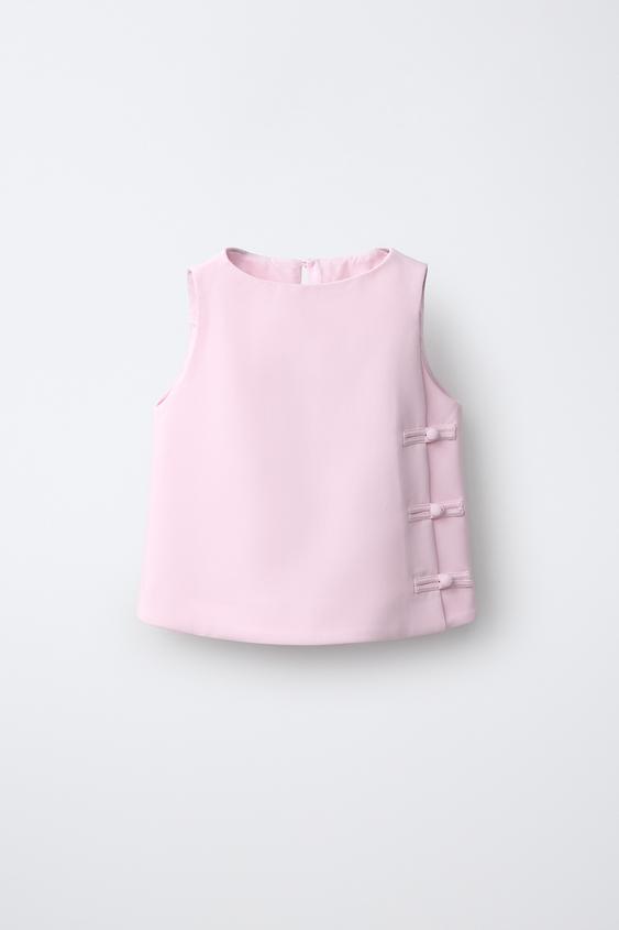 Zara TOP SA UKRASNIM DUGMIĆIMA – pastelno ružičasta – Slika 0