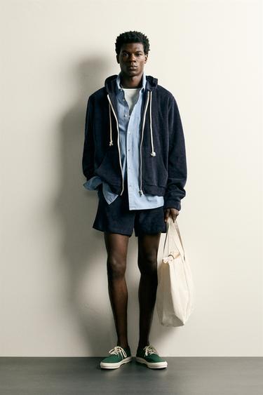 RELAXED FIT TERRY BERMUDA SHORTS - Zara-ს Navy blue - სურათი 0
